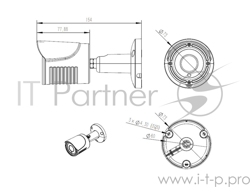 Камера наблюдения ORIENT AHD-34-IF1B-4 4 режима: AHD,TVI,CVI 720p (1280x720)/CVBS 960H, 1/4 Silicon