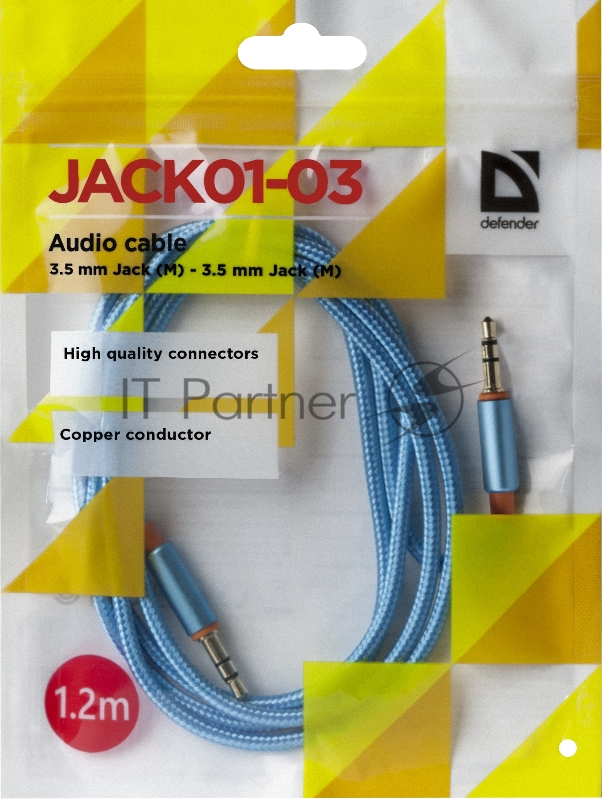 Кабель AUDIO 3.5MM 1.2M BLUE JACK M- JACK M 87512 DEFENDER