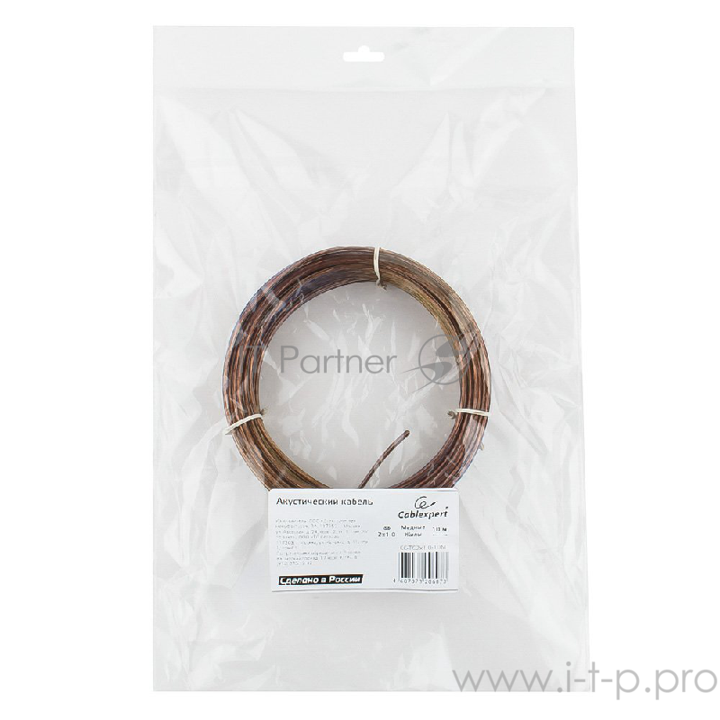 Акустический кабель Cablexpert CC-TC2x1,0-10M, прозрачный, 10 м, бухта