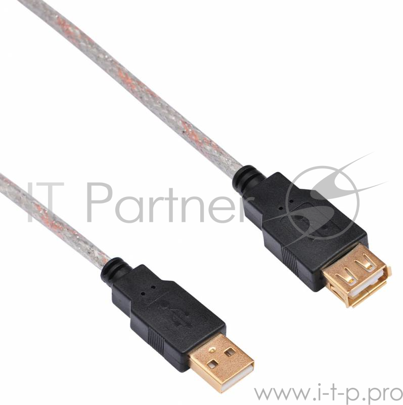 Кабель-удлинитель USB2.0 Buro USB2.0-AM-AF-S A(m)/A(f) Позолоченные контакты /прозрачный