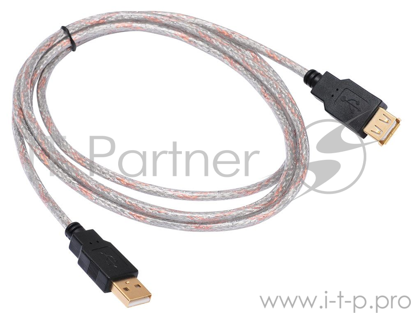 Кабель-удлинитель USB2.0 Buro USB2.0-AM-AF-S A(m)/A(f) Позолоченные контакты /прозрачный