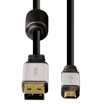 Кабель USB2.0 Hama A-microB (m-m) 1.8m позолоченные контакты двойное экранирование черный (H-53748)