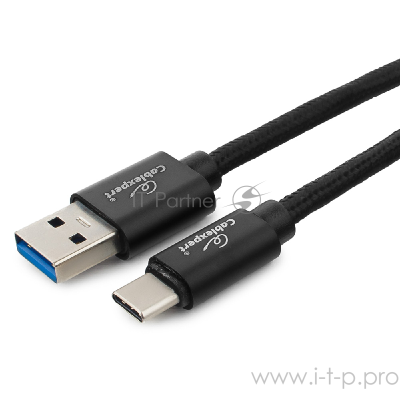 Кабель USB 3.0 Cablexpert, AM/Type-C, серия Platinum, длина 1.8м, черный, блистер
