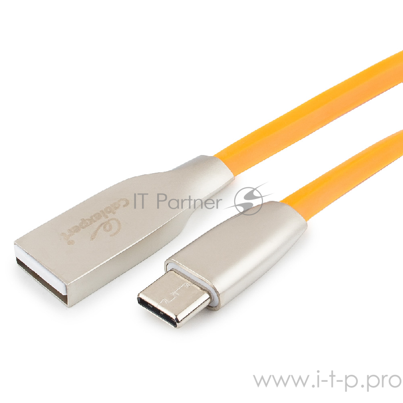 Кабель USB 2.0 Cablexpert, AM/Type-C, серия Gold, длина 1м, оранжевый, блистер