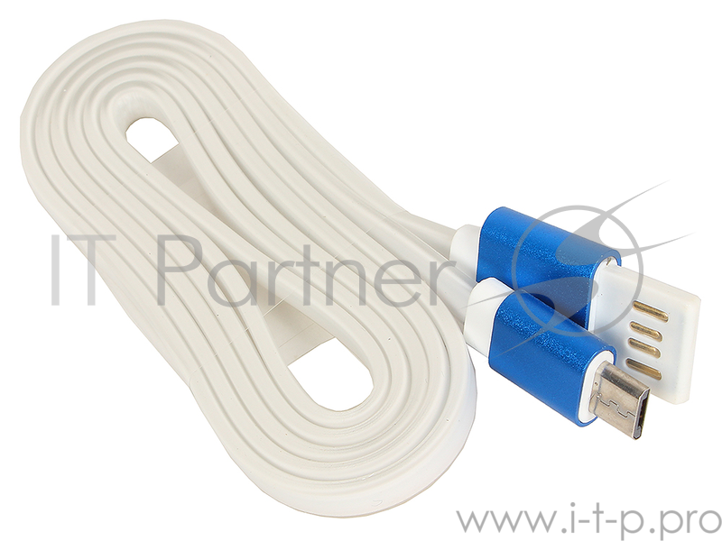 Кабель USB 2.0 Cablexpert, AM/microBM 5P, 1м, силиконовый шнур, разъемы синий металлик