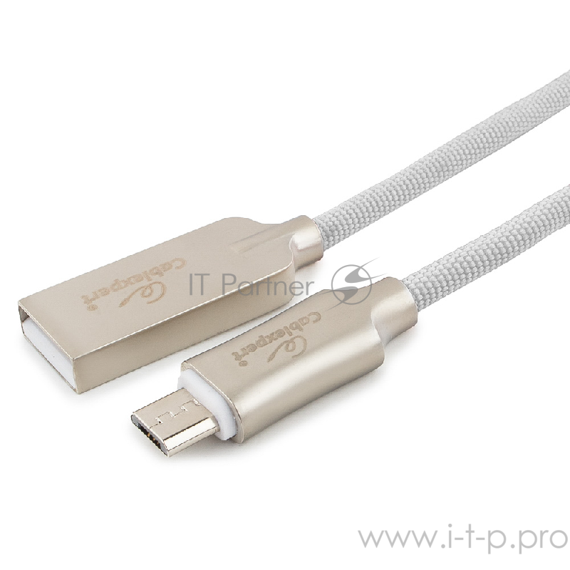 Кабель USB 2.0 Cablexpert, AM/microB, серия Platinum, длина 1м, белый, блистер