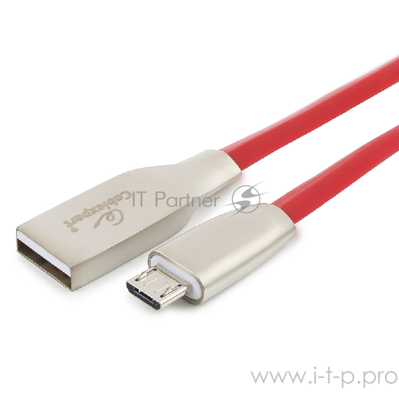 Кабель USB 2.0 Cablexpert, AM/microB, серия Gold, длина 1м, красный, блистер