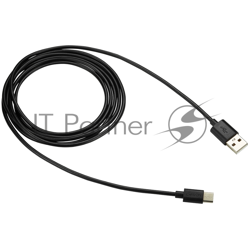 Кабель Type C/USB 2.0 Power & Data output, 5V 1A, OD 3.2mm, PVC Jacket, 1.8m, black CANYON CNE-USBC