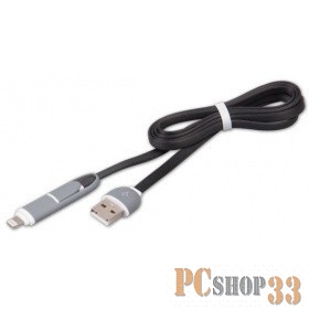Кабель 2в1 MicroUSB+Lightning 8pin-USB Ritmix RCC-200 Black для синхронизации/зарядки, 1м