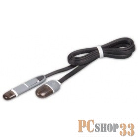 Кабель 2в1 MicroUSB+Lightning 8pin-USB Ritmix RCC-200 Black для синхронизации/зарядки, 1м
