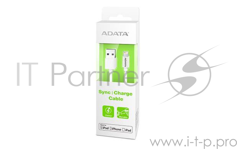 Кабель A-DATA Lightning-USB для зарядки и синхронизации iPhone, iPad, iPod (сертифицирован Apple) 1м
