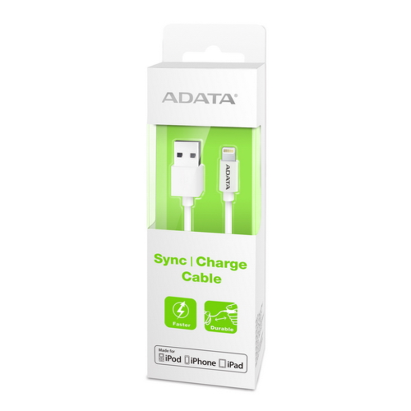Кабель A-DATA Lightning-USB для зарядки и синхронизации iPhone, iPad, iPod (сертифицирован Apple) 1м