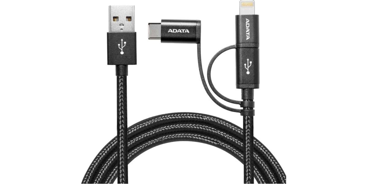 Кабель универсальный A-DATA 3-in-1 Lightning/microUSB/USB Type C для зарядки и синхронизации Apple/A