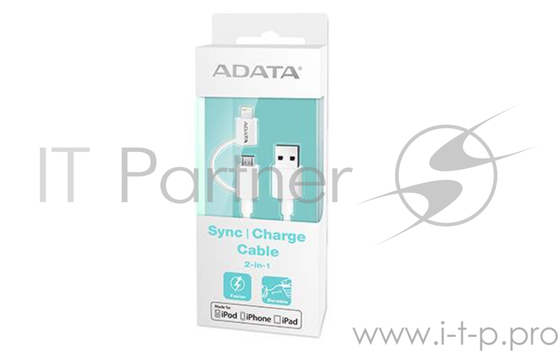 Кабель универсальный A-DATA Lightning/microUSB для зарядки и синхронизации Apple/Android (сертиф. Ap