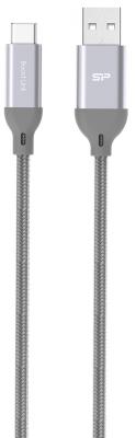 Кабель Silicon Power Type-C-USB для зарядки и синхронизации 1м, нейлон, Gray