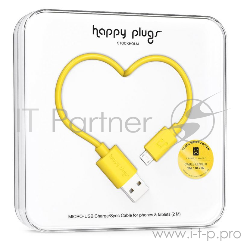 Кабель Happy plug 00153248 microUSB (m) USB 2.0 (m) 2м желтый