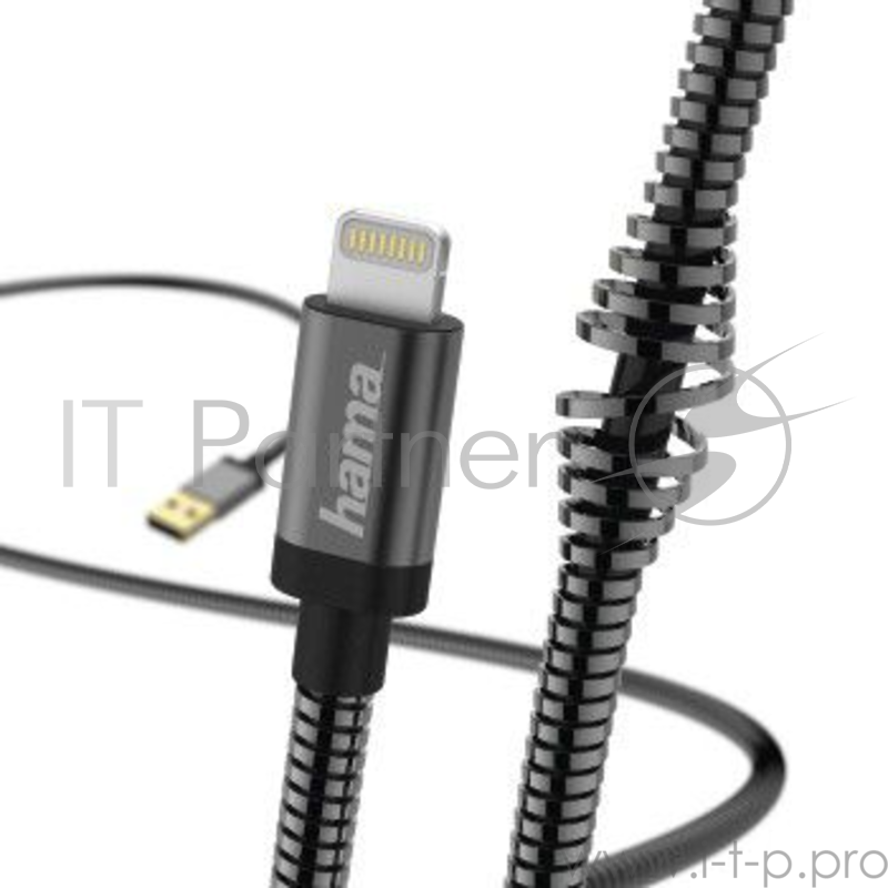 Кабель Hama Metal 00173626 Lightning (m) USB A (m) 1.5м черный