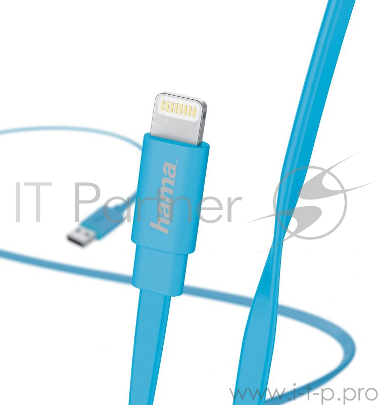 Кабель Hama Flat 00173646 Lightning (m) USB A (m) 1.2м синий плоский