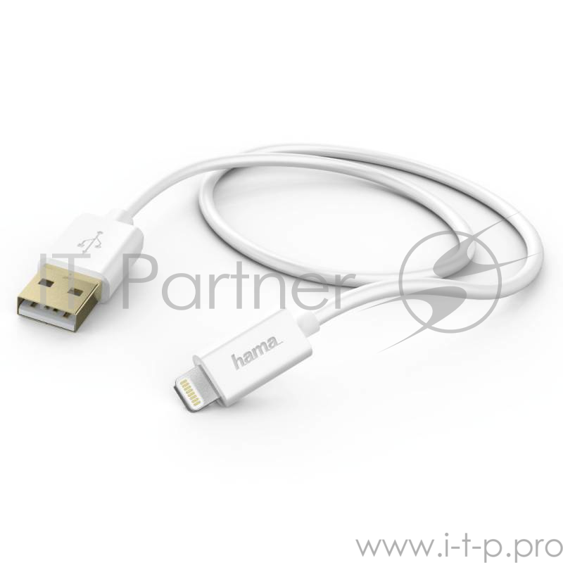 Кабель Hama GoldMFi Lightning-USB 2.0 белый 1.5м для Apple iPhone 5/5c/5S/6+ (00173640)