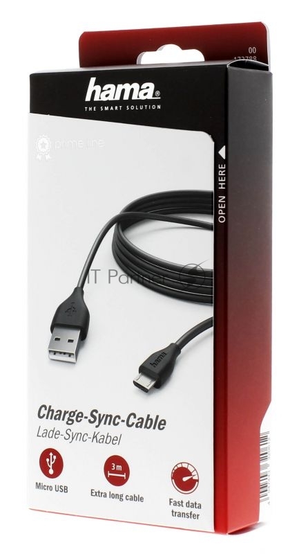 Кабель Hama 00173788 microUSB В (m) USB A (m) 3м черный