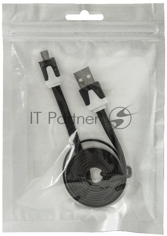 Кабель Defender USB08-03P USB2.0 AM-MicroBM, плоский, чёрный, 1.0м