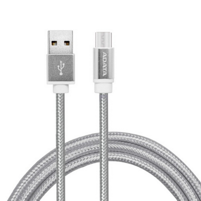 Кабель A-DATA microUSB-USB для зарядки и синхронизации 2м, металлический, Silver
