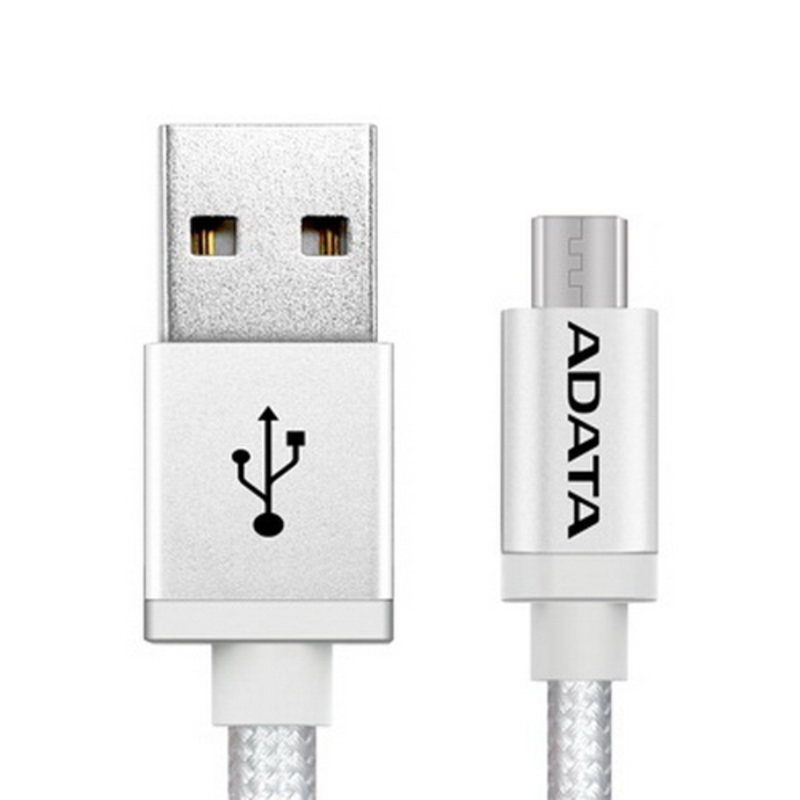 Кабель A-DATA microUSB-USB для зарядки и синхронизации 1м, металлический, Silver