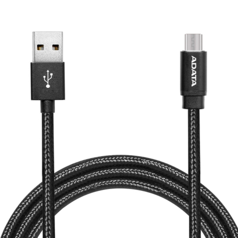 Кабель A-DATA microUSB-USB для зарядки и синхронизации 2м, металлический, Black