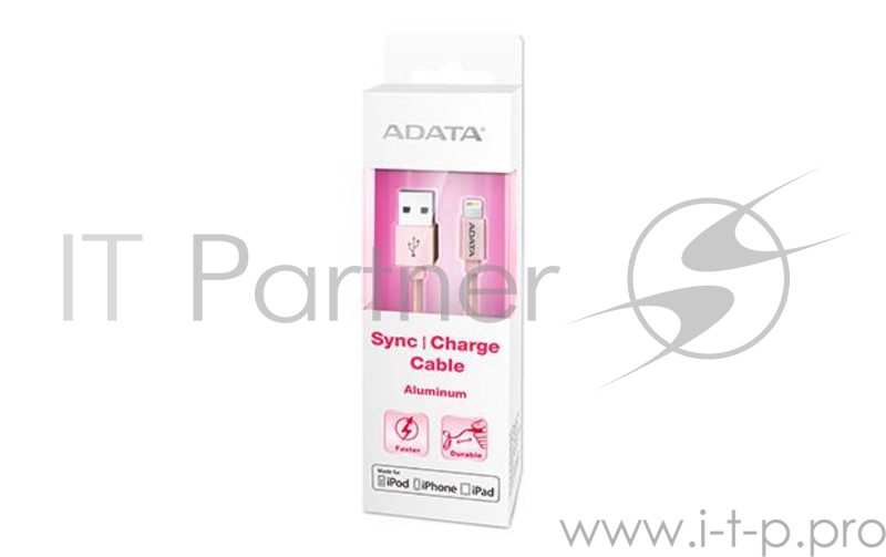 Кабель A-DATA Lightning-USB для зарядки и синхронизации iPhone, iPad, iPod (сертиф. Apple) 1м, метал