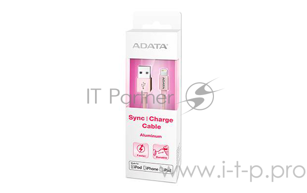 Кабель A-DATA Lightning-USB для зарядки и синхронизации iPhone, iPad, iPod (сертиф. Apple) 1м, метал
