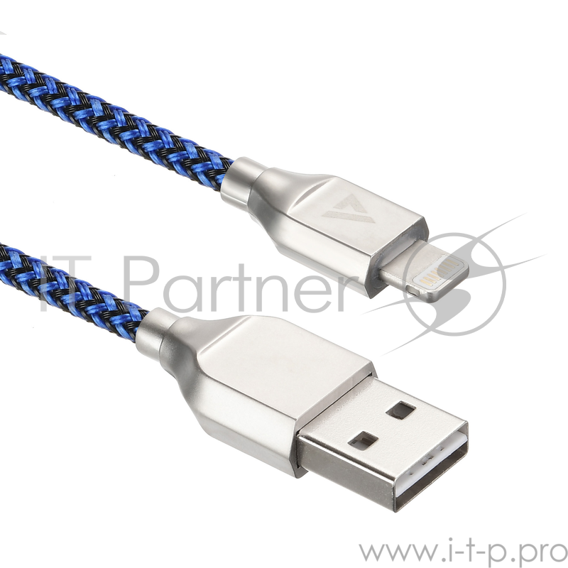 USB кабель ACD-Titan Lightning ~ USB-A Нейлон, 1м, сине-черный (ACD-U927-P5L)