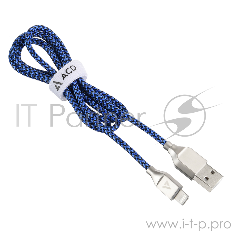 USB кабель ACD-Titan Lightning ~ USB-A Нейлон, 1м, сине-черный (ACD-U927-P5L)
