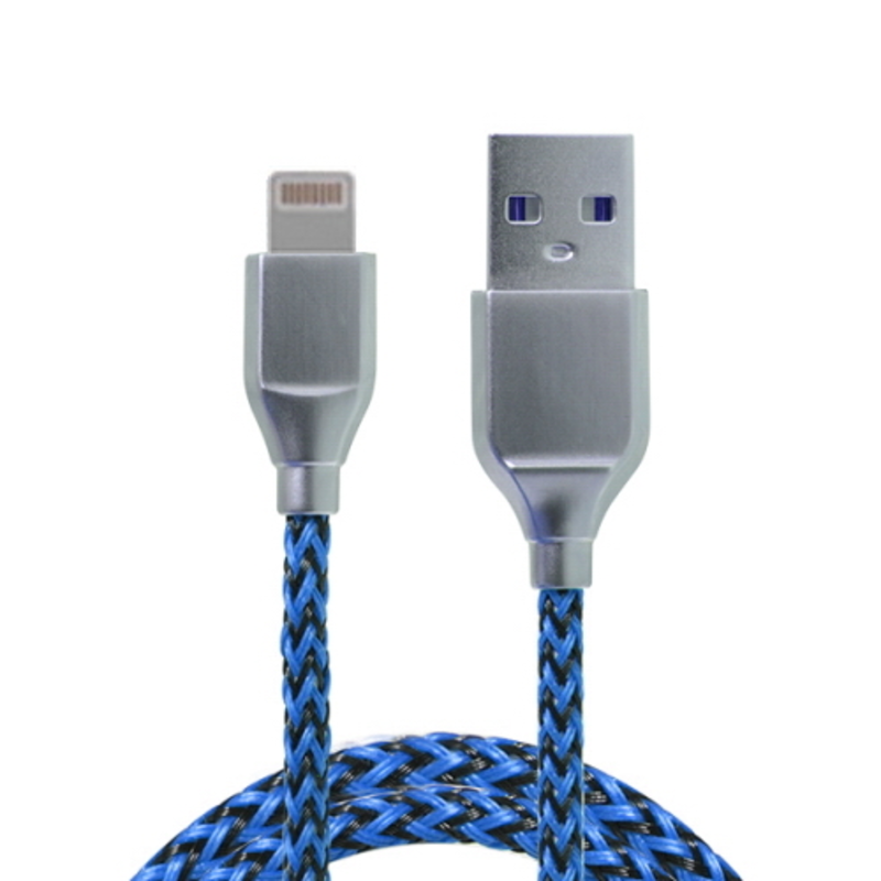 USB кабель ACD-Titan Lightning ~ USB-A Нейлон, 1м, сине-черный (ACD-U927-P5L)