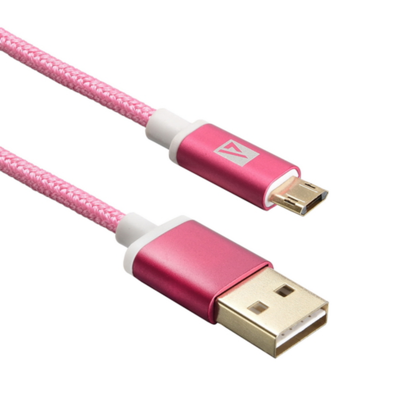 USB кабель ACD-Style MicroUSB ~ USB-A 2-сторонние коннекторы, нейлон, 1м, маджента (ACD-U913-M2M)