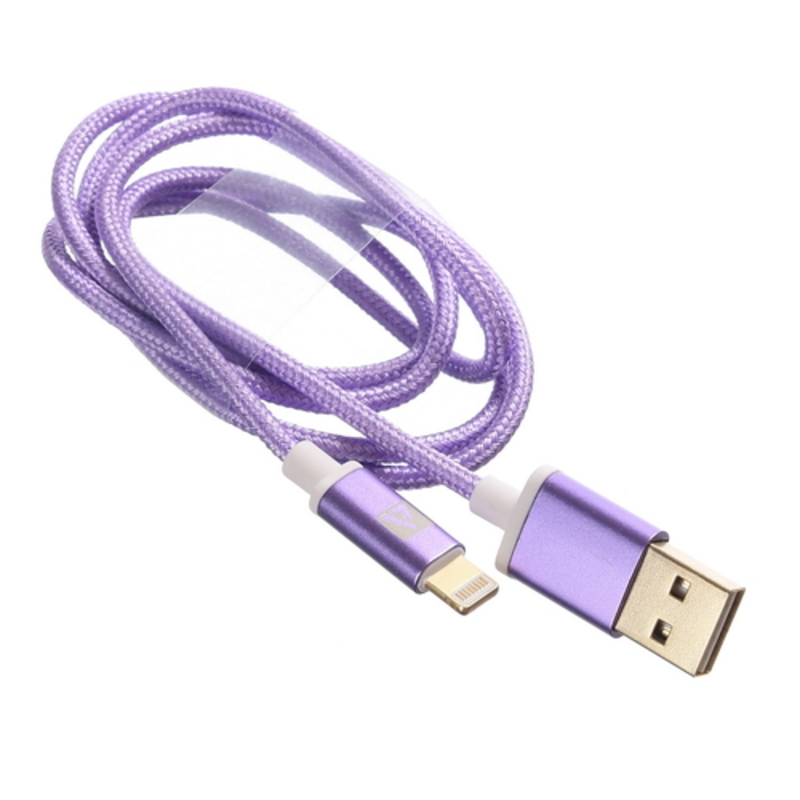 USB кабель ACD-Style Lightning ~ USB-A 2-сторонние коннекторы, нейлон, 1м, фиолетовый (ACD-U913-P6P