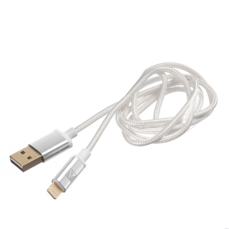 USB кабель ACD-Style Lightning ~ USB-A 2-сторонние коннекторы, нейлон, 1м, белый (ACD-U913-P6W)