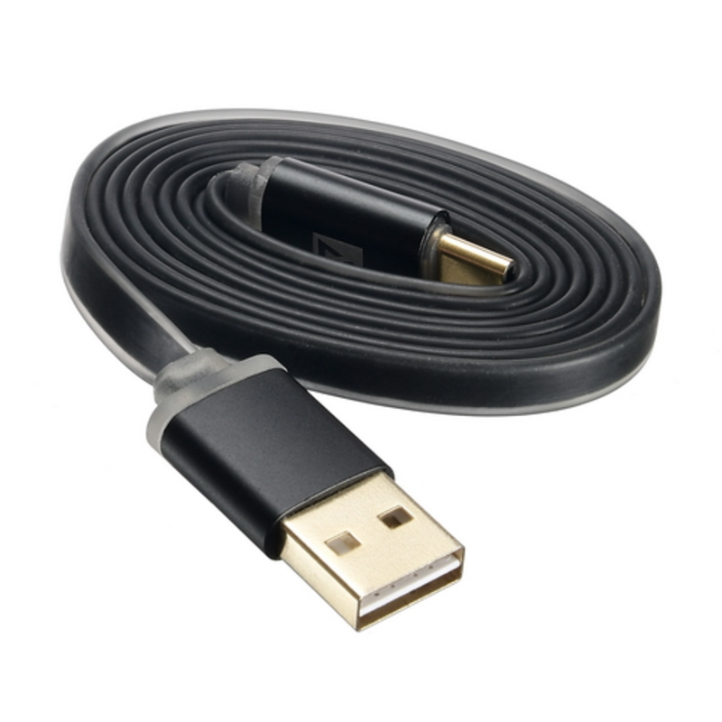 USB кабель ACD-Smart USC-C ~ USB-A 2-сторонние коннекторы, индикатор заряда, TPE, 1м, черный (ACD-U