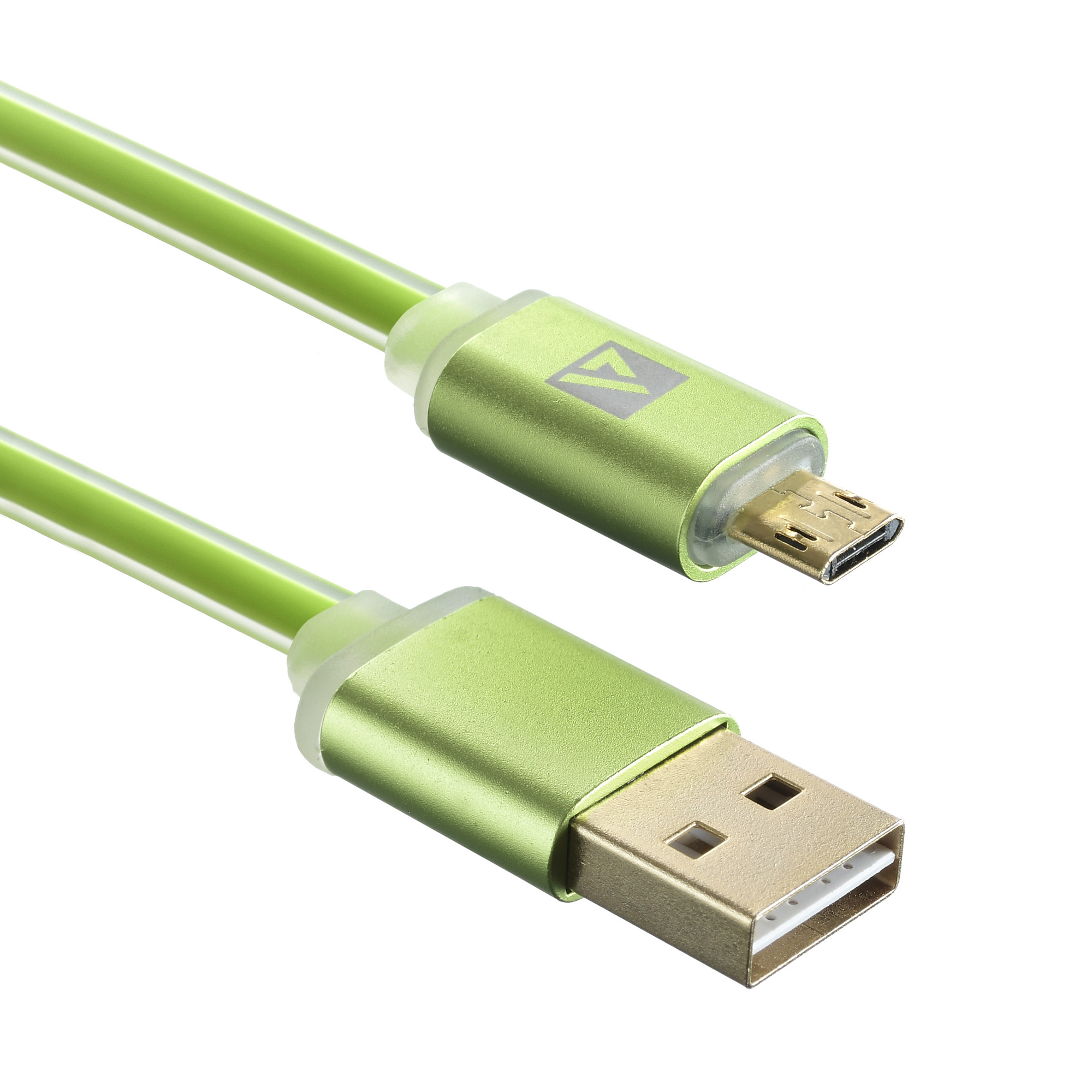 USB кабель ACD-Smart MicroUSB ~ USB-A 2-сторонние коннекторы, индикатор заряда, TPE, 1м, зеленый (A
