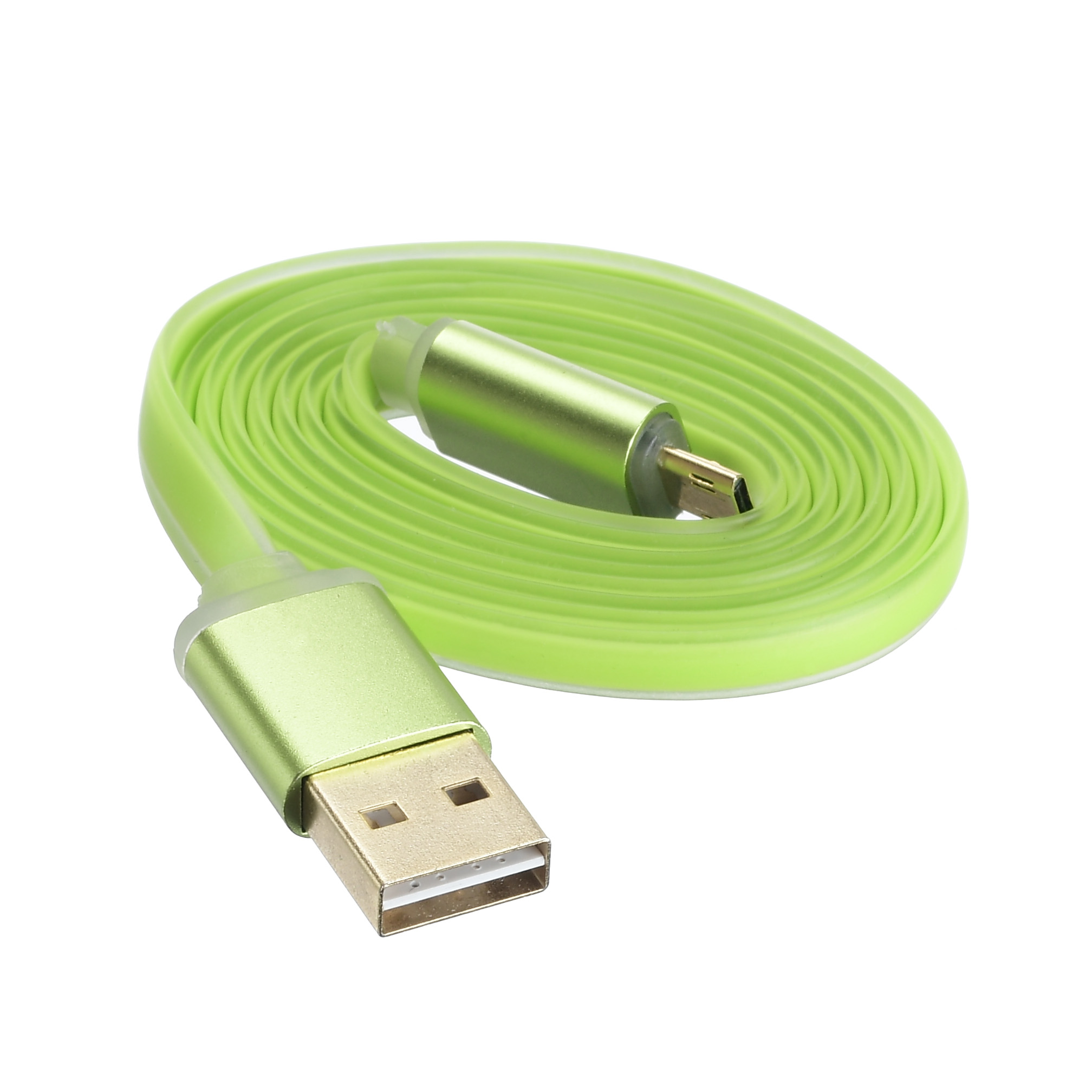 USB кабель ACD-Smart MicroUSB ~ USB-A 2-сторонние коннекторы, индикатор заряда, TPE, 1м, зеленый (A