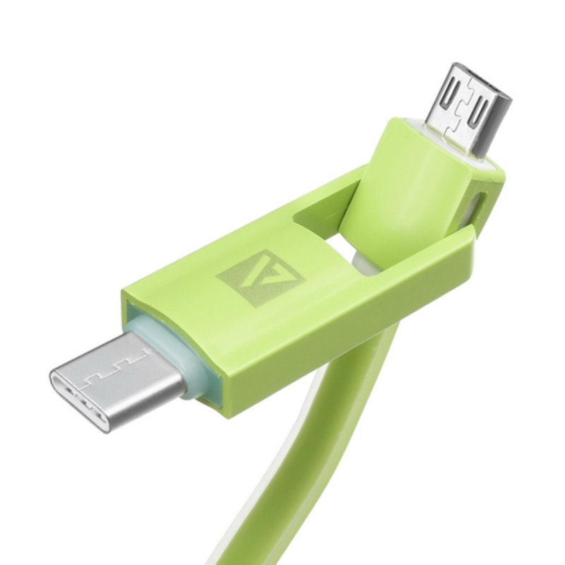 USB кабель ACD-Multi USB-C / MicroUSB ~ USB-A 2в1, TPE, 1м, зеленый (ACD-U914-CMG)