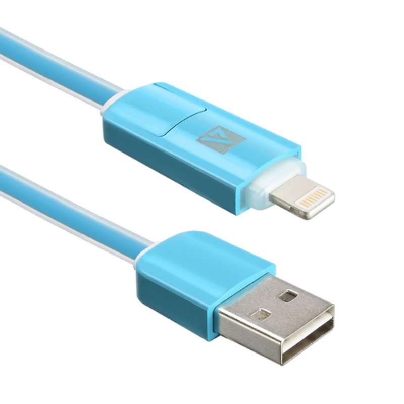 USB кабель ACD-Multi Lightning / MicroUSB ~ USB-A 2в1, TPE, 1м, голубой (ACD-U914-PML)