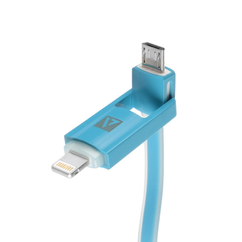 USB кабель ACD-Multi Lightning / MicroUSB ~ USB-A 2в1, TPE, 1м, голубой (ACD-U914-PML)