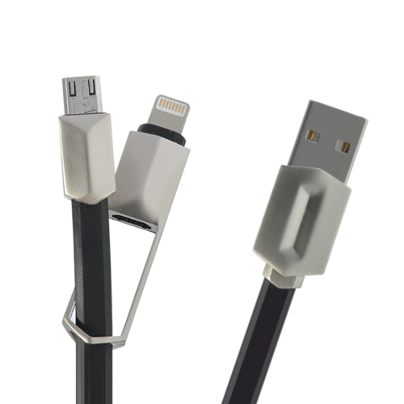 USB кабель ACD-DUAL Lightning / MicroUSB ~ USB-A 2в1, TPE, 1м, черный (ACD-U924-PMB)