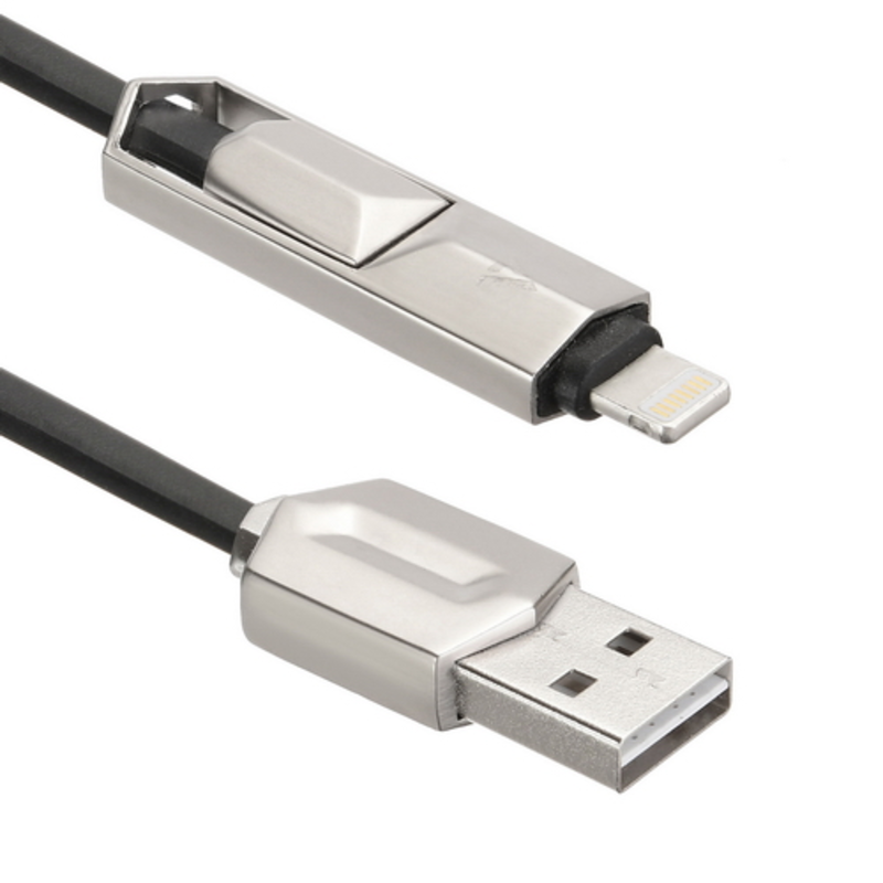 USB кабель ACD-DUAL Lightning / MicroUSB ~ USB-A 2в1, TPE, 1м, черный (ACD-U924-PMB)