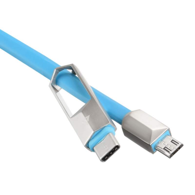 USB кабель ACD-DUAL Lightning / MicroUSB ~ USB-A 2в1, TPE, 1м, синий (ACD-U924-CML)