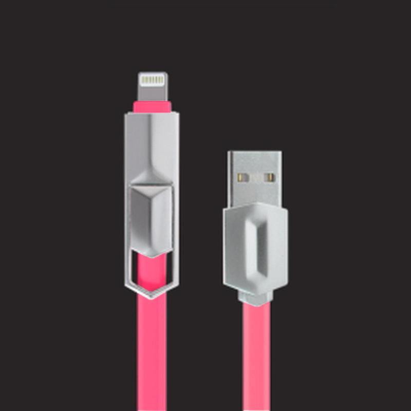 USB кабель ACD-DUAL Lightning / MicroUSB ~ USB-A 2в1, TPE, 1м, красный (ACD-U924-PMR)