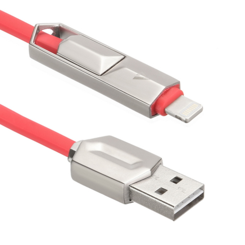 USB кабель ACD-DUAL Lightning / MicroUSB ~ USB-A 2в1, TPE, 1м, красный (ACD-U924-PMR)