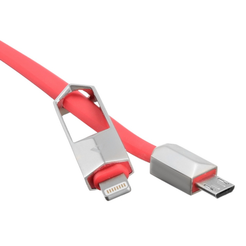 USB кабель ACD-DUAL Lightning / MicroUSB ~ USB-A 2в1, TPE, 1м, красный (ACD-U924-PMR)