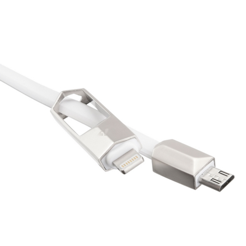 USB кабель ACD-DUAL Lightning / MicroUSB ~ USB-A 2в1, TPE, 1м, белый (ACD-U924-PMW)