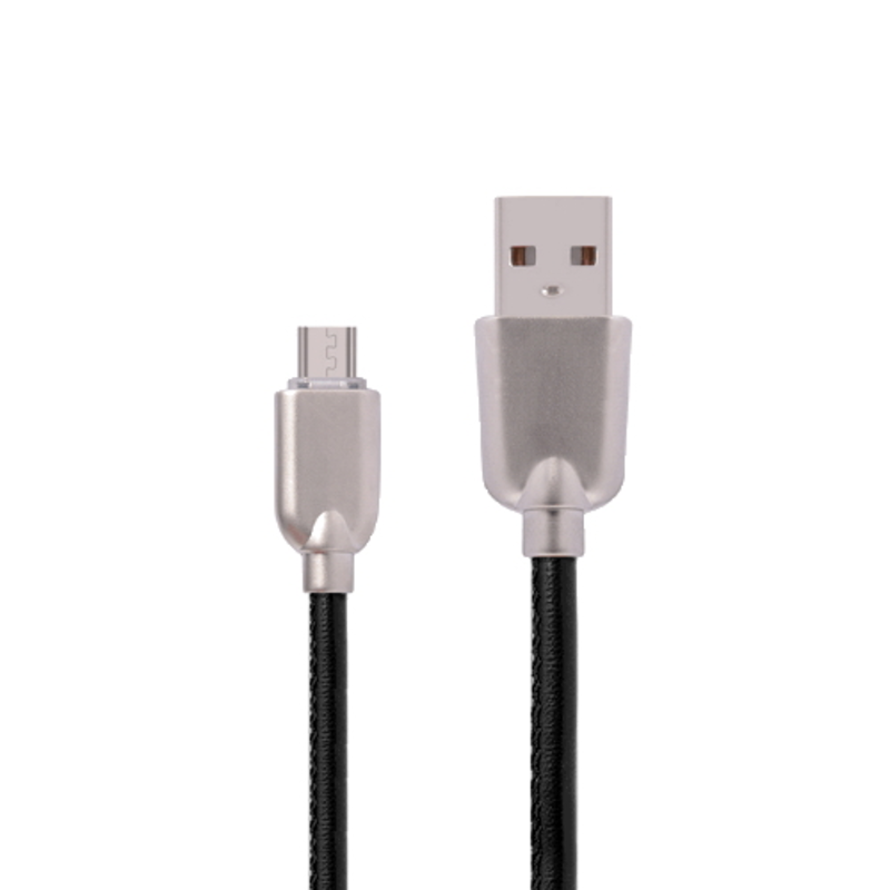 USB кабель ACD-Allure MicroUSB ~ USB-A Кожа, 1м, черный (ACD-U926-M1B)